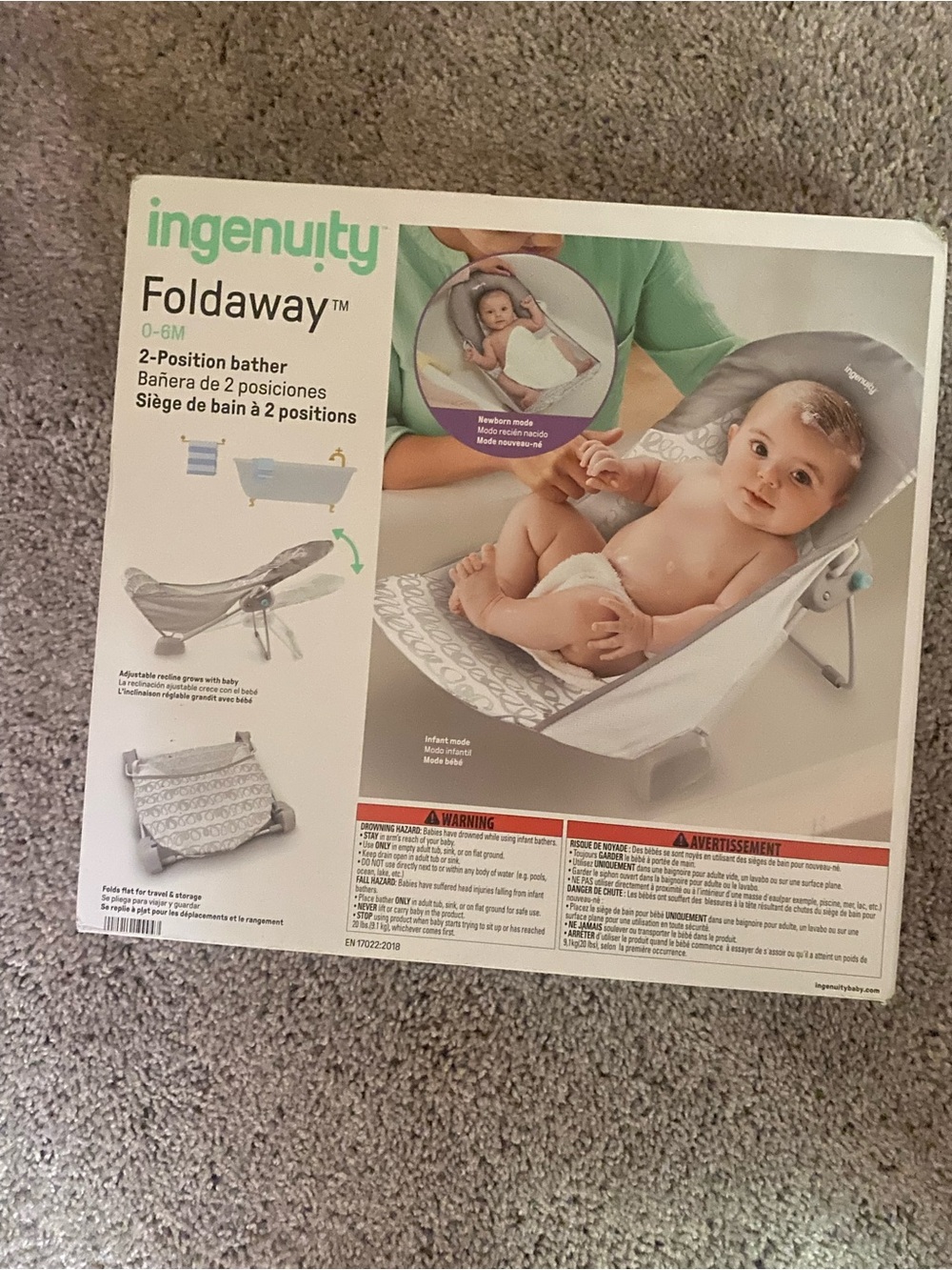 Ingenuity Foldaway 2-Position Baby Bather in Gray